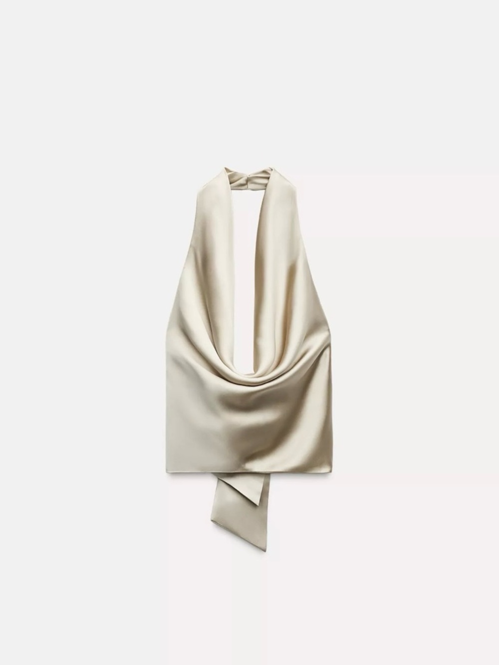 Zara Draped Satin Halter Top in Champagne